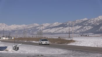 An image of the snow-covered mountiains surrounding Star Valley, Wyoming.