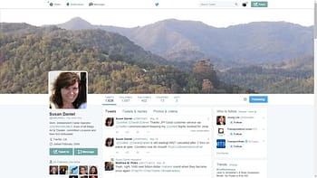An image of the Twitter page for Susan Daniel.
