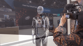Digital twins could become a physical manifestation someday, as hinted at in this mash-up image from CES2022.