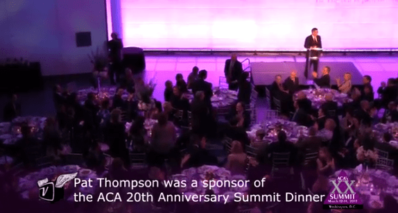A picture of the 2013 ACA Summit dinner sponsored in part by Pat Thompson Company.