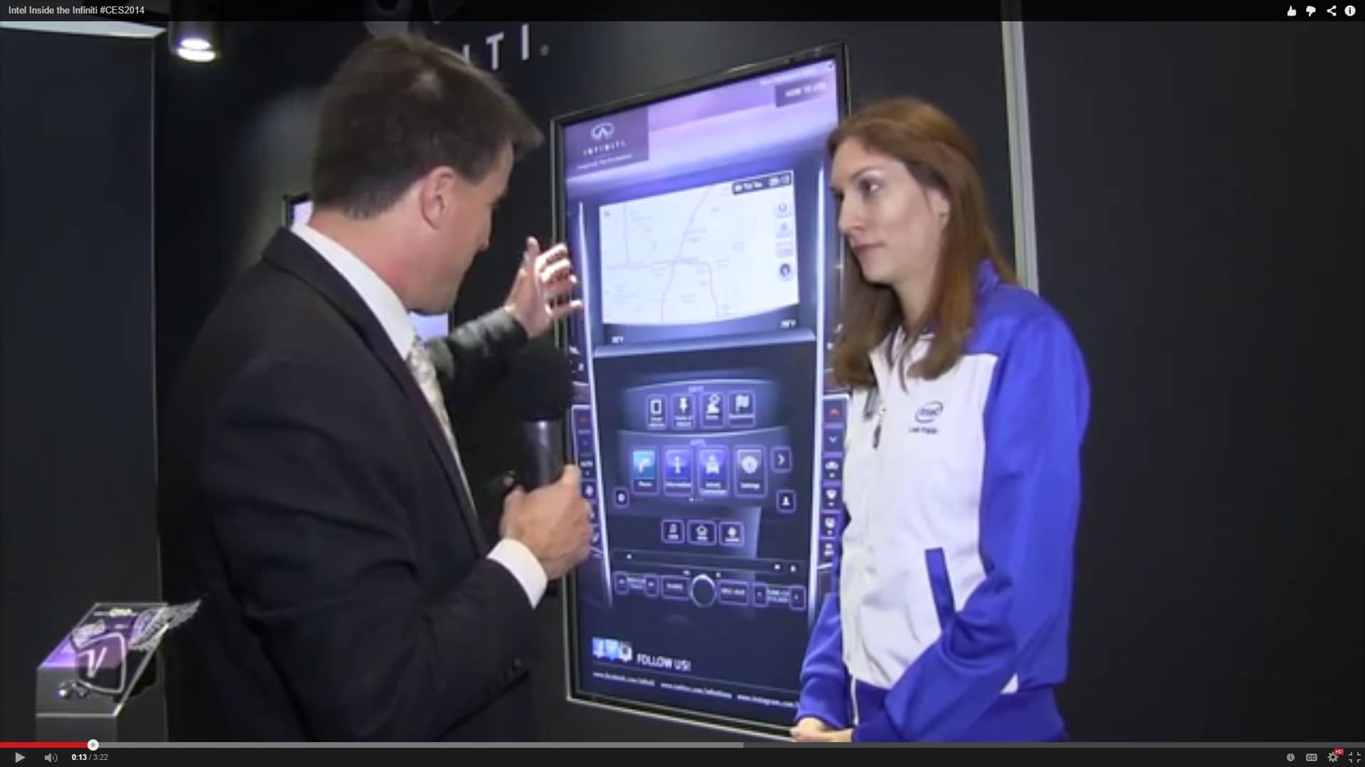 Lindsay Sech talks about Intel's efforts to be inside the car; in case, inside an Infiniti at International CES 2014.