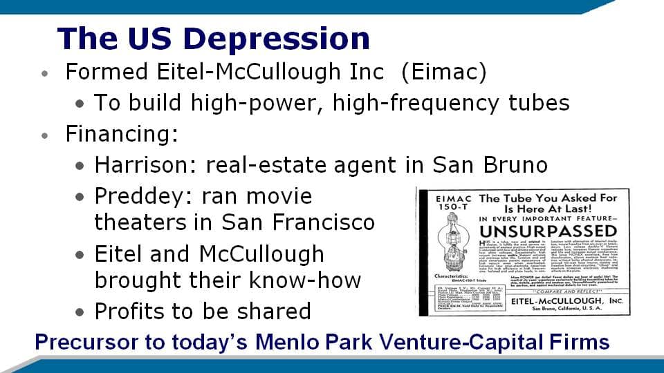 A slide depicting some of the depression's impact on the Silicon Valley.