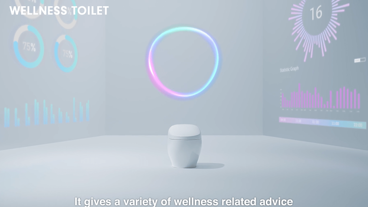 Toto USA's concept for a wellness toilet and associated diagnostics are shown.
