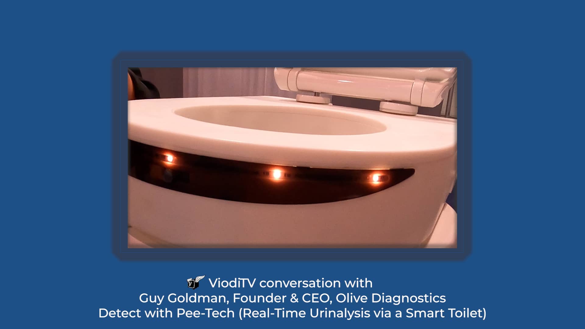 A smart toilet lid that analyzes urine for Urinary Tract Infections in real-time from Olive Diagnostics shown at CES2022.