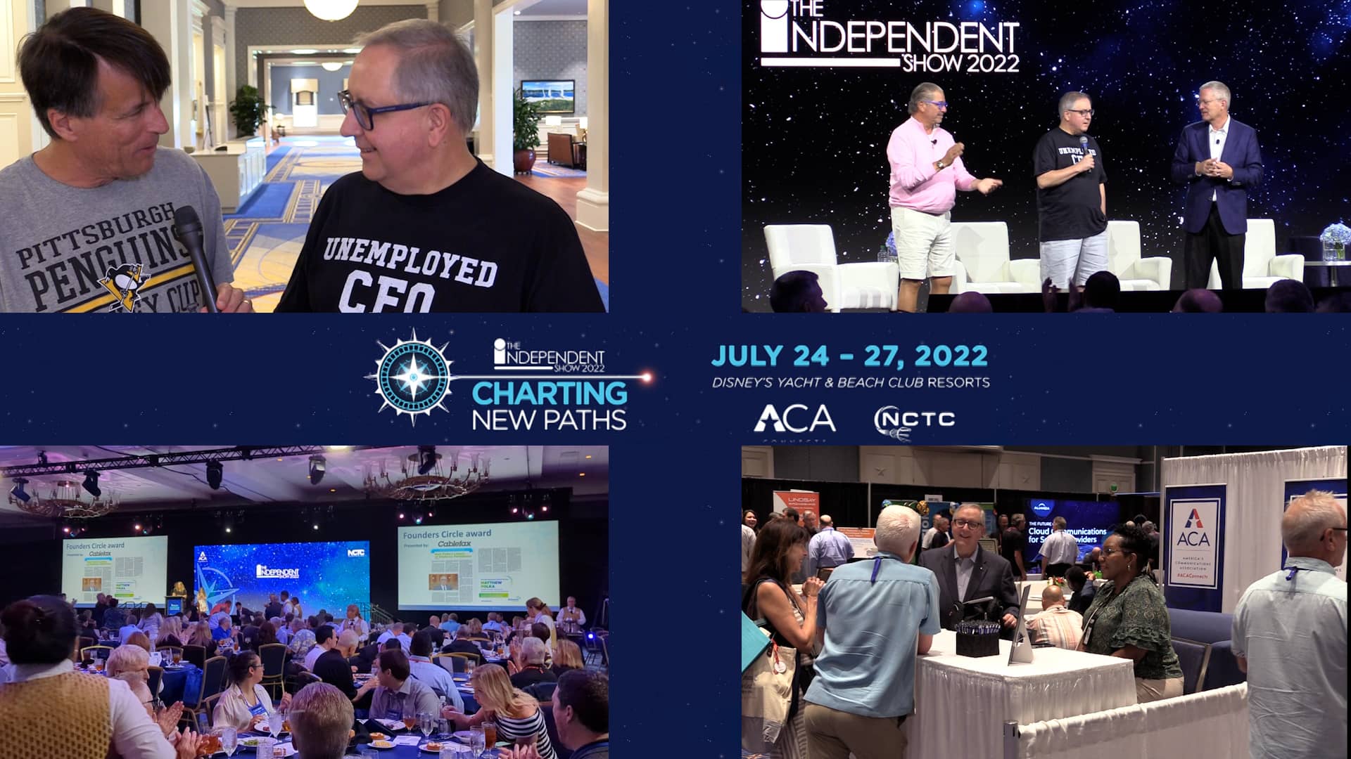 A collage of images from TIS22 that depict Matt Polka, former CEO and president of ACA Connects.